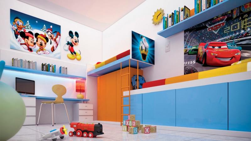 Παιδικό δωμάτιο αγόρι παιδικά έπιπλα αυτοκόλλητα τοίχου κινούμενα σχέδια