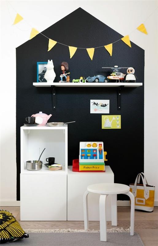 Παιδικό δωμάτιο Παιδική κουζίνα μαυροπίνακας βαφή δημιουργικό σχέδιο τοίχου σπιτιού μαυροπίνακας