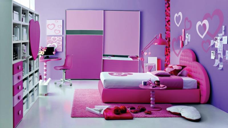 Παιδικό δωμάτιο κοριτσιού χρώματος σχέδιο μοβ ροζ χρώμα τοίχου