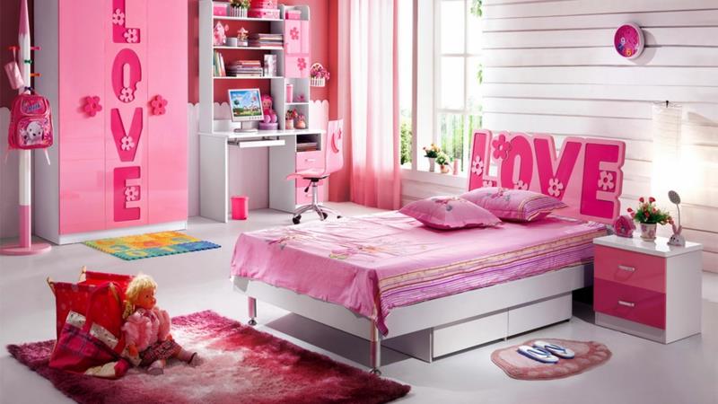 Νηπιαγωγείο κοριτσίστικος παιδικός σταθμός που διακοσμεί το δωμάτιο του κοριτσιού σε ροζ διακόσμηση