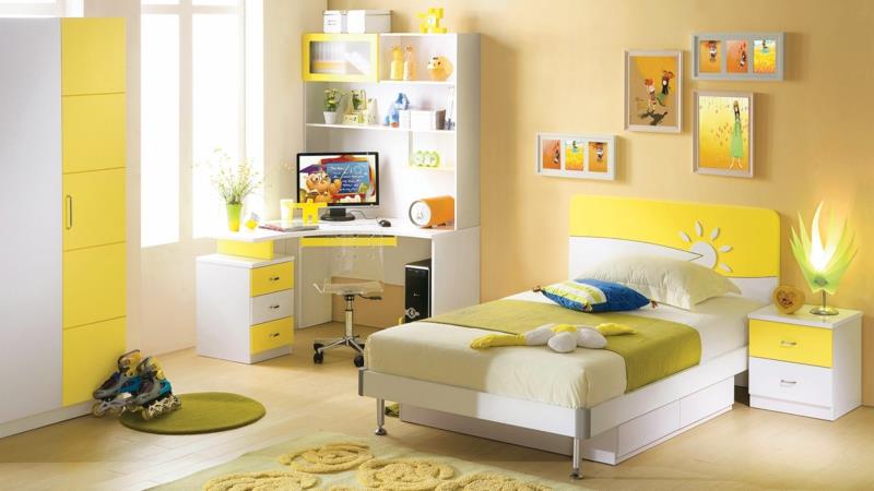 Σχέδιο παιδικού δωματίου κοριτσίστικο σχέδιο κίτρινο χρώμα