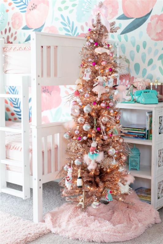 Διακοσμήστε παιδικό δωμάτιο για τα Χριστούγεννα ασημί glitter μπεζ ροζ ανοιχτό μπλε πολύχρωμο και όμορφο