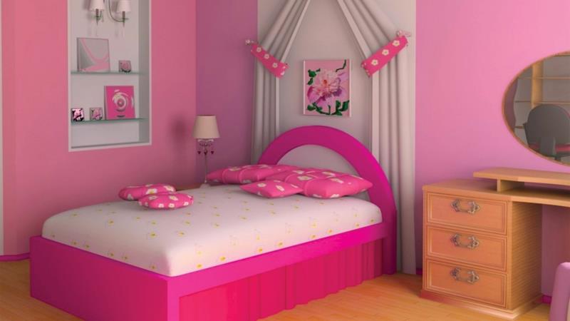 Οι ιδέες σχεδιασμού παιδικού δωματίου στήνουν δωμάτια κοριτσιών εντελώς ροζ