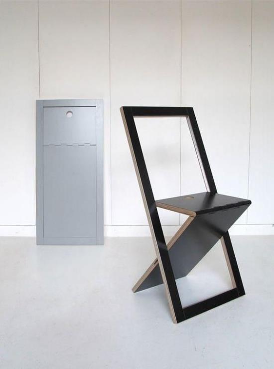 Πτυσσόμενο τραπέζι έξυπνες ιδέες για πτυσσόμενα έπιπλα πτυσσόμενη καρέκλα πολύ απλό σχέδιο σκούρο χρώμα