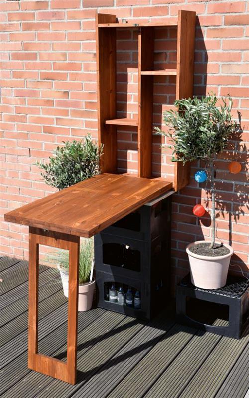 Έξυπνες ιδέες για πτυσσόμενο τραπέζι για την κατασκευή πτυσσόμενων επίπλων στο δικό σας μπαλκόνι ή βεράντα και διακόσμηση με φυτά σε γλάστρες
