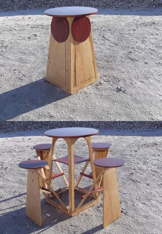 Έξυπνες ιδέες για πτυσσόμενο τραπέζι για πτυσσόμενα κομμάτια επίπλων έξυπνο μοντέλο τραπεζιού με προσαρτημένες καρέκλες για εξοικονόμηση χώρου