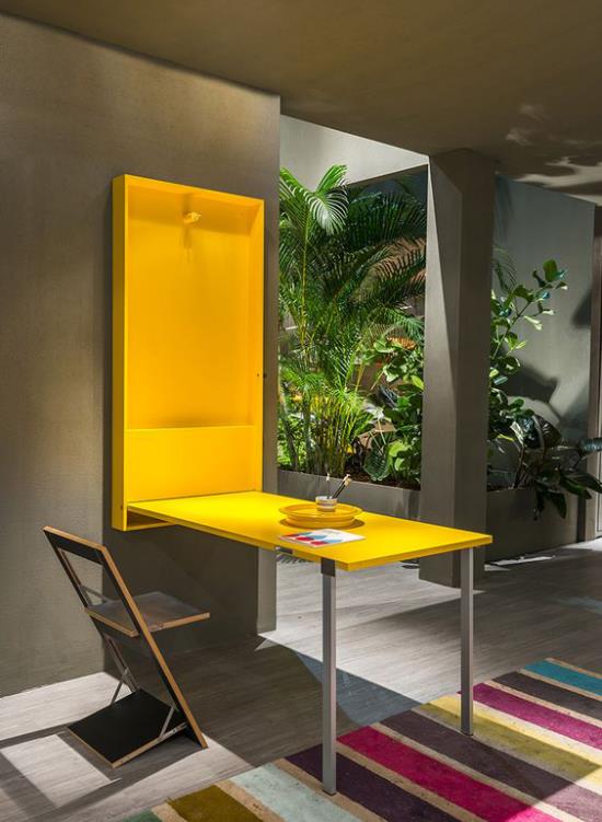 Πτυσσόμενο τραπέζι έξυπνες ιδέες για πτυσσόμενο έπιπλο πτυσσόμενο τραπέζι σε κίτρινο λεμόνι μοντέρνο σχέδιο