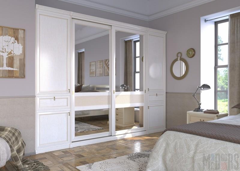 Ντουλάπες με συρόμενες ξύλινες πόρτες λευκά κομψά υπνοδωμάτια με καθρέφτη