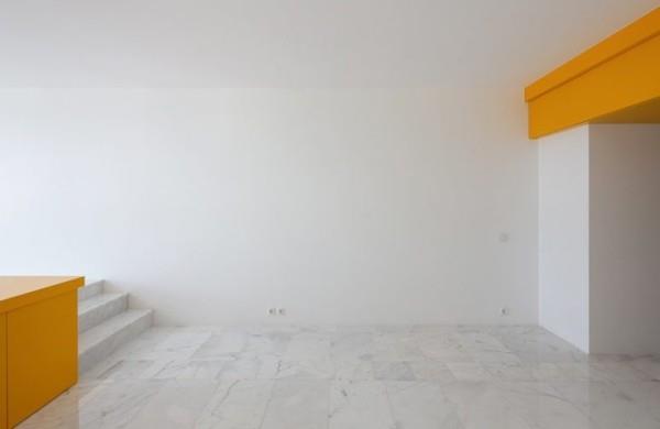 Μικρό διαμέρισμα μινιμαλιστικό δωμάτιο ιδέα κίτρινο τονίζει ιδέες