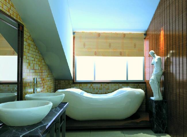 Μικρό σχέδιο μπάνιου δημιουργική διακόσμηση τοίχου γλυπτό ελληνικό στυλ