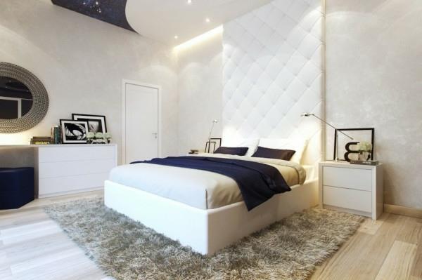 Μικρό υπνοδωμάτιο μοντέρνο σχεδιασμό λευκές υφές