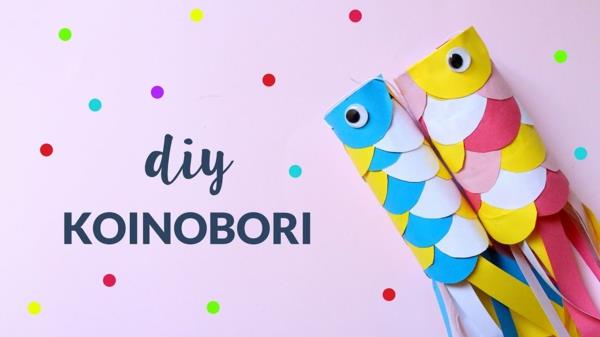 Τα ιπτάμενα ψάρια Koinobori κάνουν χαρτί DIY ανεμοφράκτες