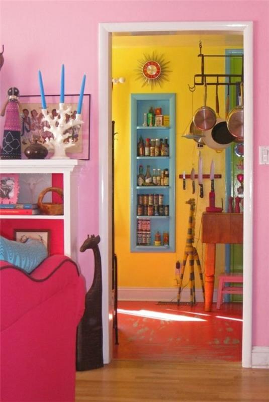 Συνδυασμοί χρωμάτων τοίχου τραπεζαρίας κουζίνας ροζ κόκκινο κίτρινο