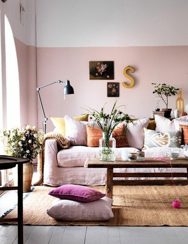 Συνδυασμοί βιομηχανικής εμφάνισης χρώματα τοίχου ροζ σαλόνι