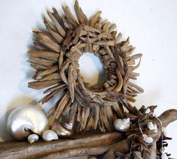Wreath driftwood διακόσμηση εσωτερική ιδέα