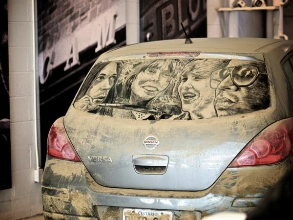 Τέχνη από σκόνη ήρωες παραθύρων αυτοκινήτων