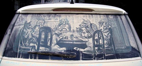 Παιχνίδια καρτών τέχνης σκόνη βρώμικα παράθυρα αυτοκινήτων