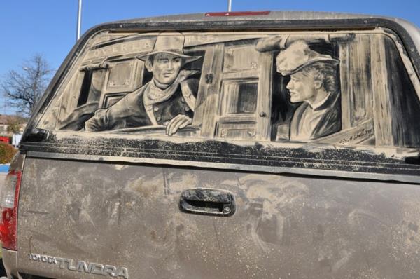 Τέχνη από σκόνη, βρώμικα παράθυρα αυτοκινήτων, κλασικά