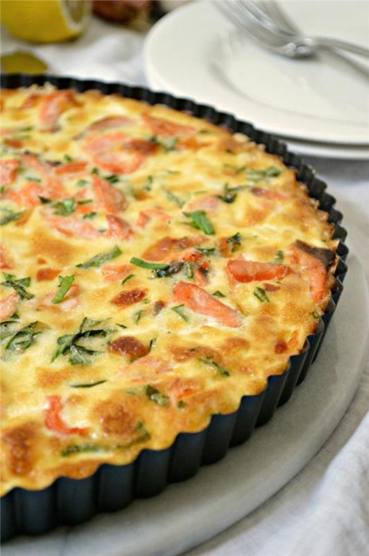 Συνταγή Quiche σολομού akeήστε Quiche ζύμη με λαχανικά