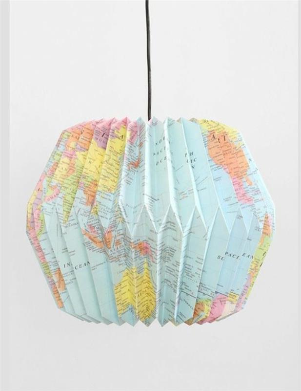 Φτιάξτε μόνοι σας λαμπτήρες DIY λαμπτήρες από χαρτί Παγκόσμιος χάρτης λαμπτήρων Origami