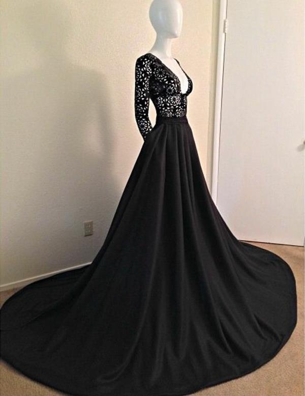 Μακρυμάνικα βραδινά φορέματα φαρδιά μαύρα