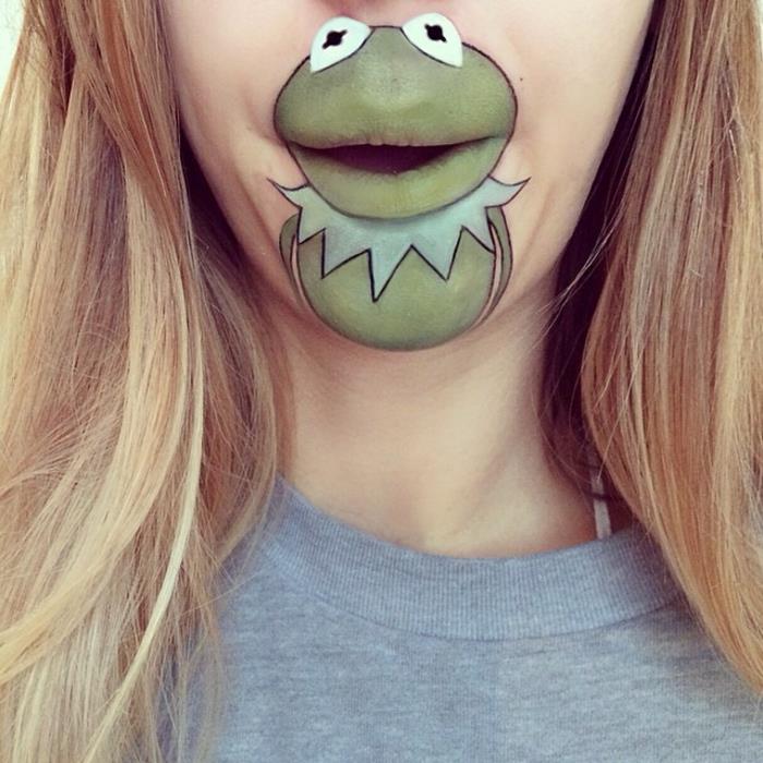 Laura Jenkinson κόμικς χαρακτήρες χείλη make-up kermit