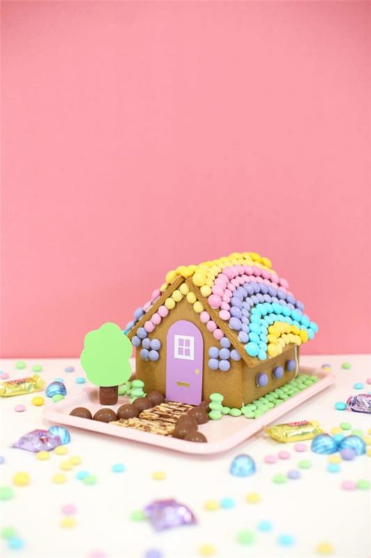 Tinker gingerbread house for Christmas - εορταστικές ιδέες, συνταγή και οδηγίες για πολύχρωμες μπομπονιέρες μελοψωμάτων m & amp; ms