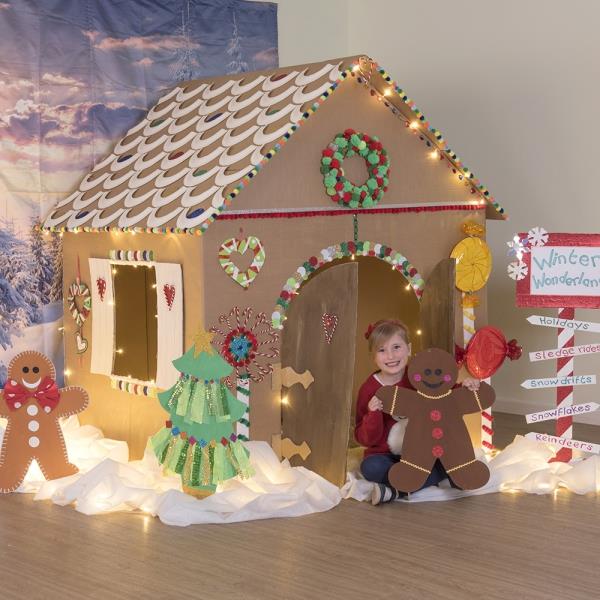 Tinker gingerbread house για τα Χριστούγεννα - εορταστικές ιδέες, συνταγή και οδηγίες για ιδέες από χαρτόνι για παιδικά σπίτια