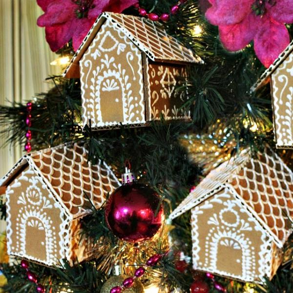 Tinker μελόψωμο σπίτι για τα Χριστούγεννα - εορταστικές ιδέες, συνταγή και οδηγίες μικρά στολίδια από χαρτόνι λευκό στυλό