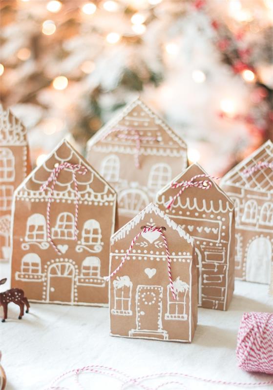 Tinker gingerbread house για τα Χριστούγεννα - εορταστικές ιδέες, συνταγή και οδηγίες Χάρτινες τσάντες Ιδέες ντεκό χωριού