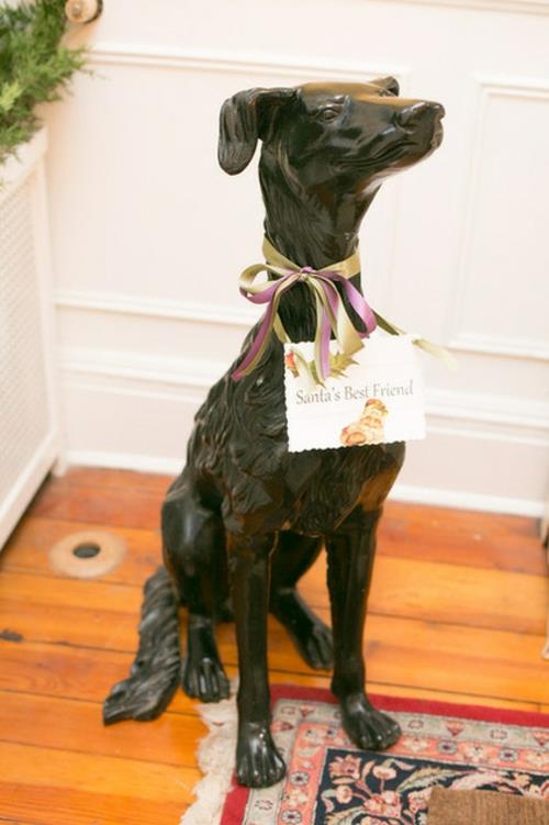 Ελαφριά διακόσμηση για Χριστούγεννα και Πρωτοχρονιά κεραμικό μαύρο σκυλί
