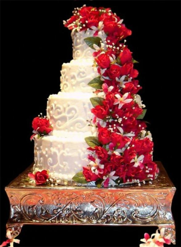 διακοσμητικό μοτίβο γαμήλιες τούρτες και πίτες κόκκινες