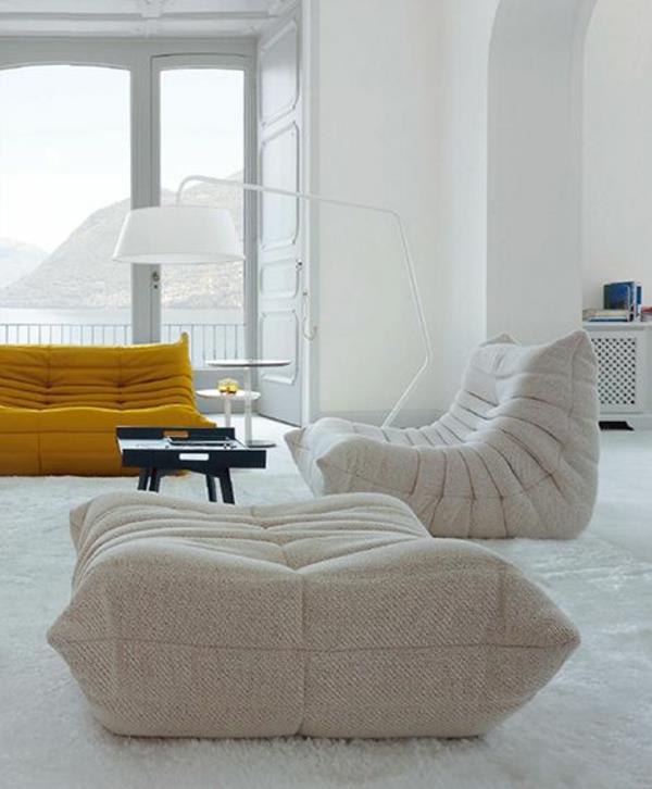 Έπιπλα σχεδιαστών καναπέδων Ligne Roset λευκή πολυθρόνα philippe nigro