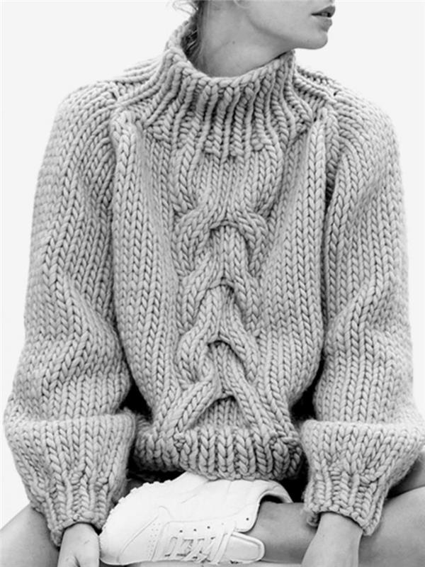 Μακρύ πουλόβερ κυρίες πλεκτό πουλόβερ με ζιβάγκο