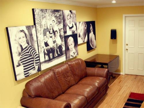 Μειώστε τη ηχορύπανση στο σπίτι καναπέ καφέ δερμάτινο κίτρινο τοίχο