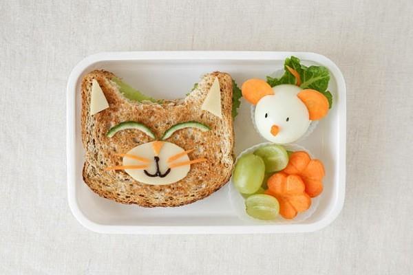 Κουτί μεσημεριανού με διαμερίσματα Συνταγές Κουτί μεσημεριανού γεύματος Νηπιαγωγείο σάντουιτς γάτα και ποντίκι