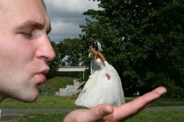 Αστεία σχέδια γάμου φωτογραφίες ιδέες οπτική ψευδαίσθηση