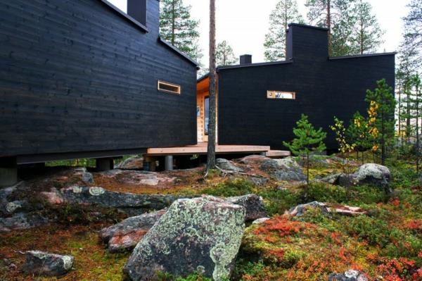 Luxury Villa Valtanen φυτέψτε σκούρα ξύλινα πάνελ
