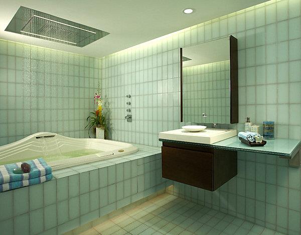 Ιδέες πολυτελείας μπάνιου πλακάκια μπάνιου πράσινα μινιμαλιστικά