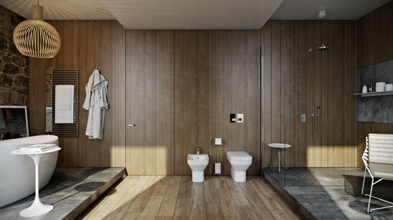 Πολυτελές μπάνιο ρουστίκ στυλ ξύλινο μοντέρνο εσωτερικό μπάνιο
