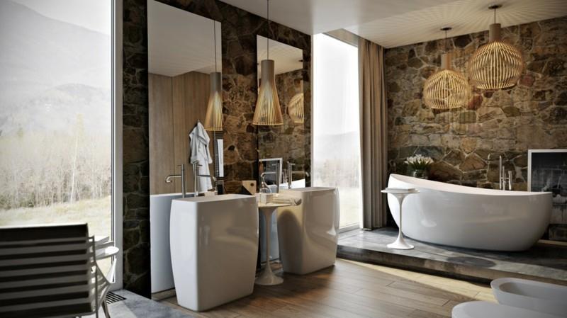 Πολυτελές μπάνιο ρουστίκ στυλ ξύλινα μοντέρνα έπιπλα μπάνιου ανεξάρτητη μπανιέρα