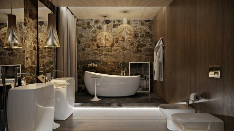 Πολυτελές μπάνιο ρουστίκ στιλ ξύλινο μοντέρνο μπάνιο