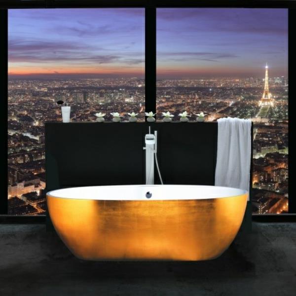 Ιδέες σχεδιασμού πολυτελούς μπάνιου χρυσή διακόσμηση μπανιέρας