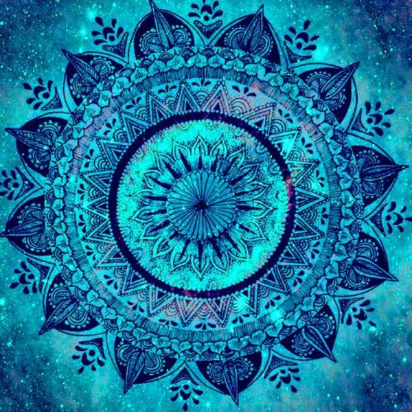 Mandala για εκτύπωση μπλε λάμψη