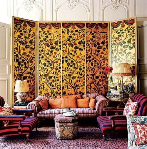Μαροκινό σετ καθισμάτων με λαμπτήρες Paravent με όμορφη διακόσμηση