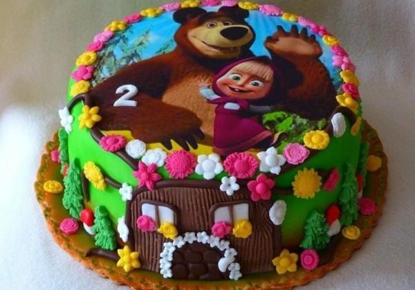 Mascha and the bear cake photo φωτογραφία παιδικών γενεθλίων Mascha παιδική τούρτα