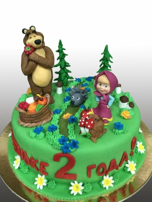 Masha and the Bear Cake Παιδικό κέικ Masha i Medved Ζώα του δάσους στο δάσος