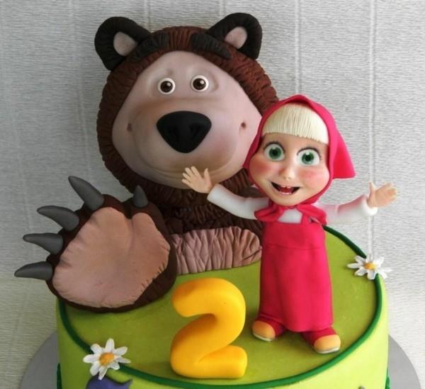 Masha and the Bear Cake Motif Cake Φιγούρες γενεθλίων παιδιών