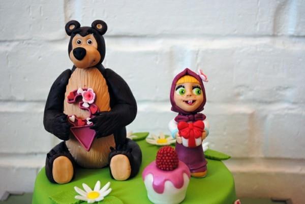 Masha and the Bear Cake Μοτίβο Τούρτα Μορφές παιδικών γενεθλίων Gumpaste