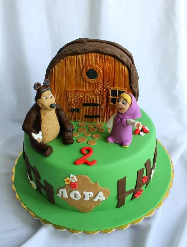 Masha and the Bear Cake Motif Cake Παιδικό σπίτι γενεθλίων στο δάσος